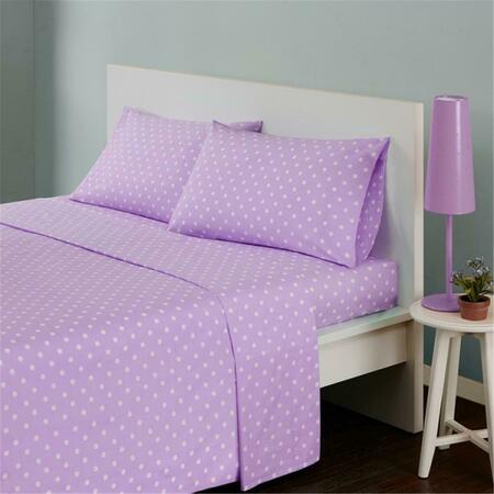 MI ZONE Polka Dot Cotton Sheet Set, Full, Purple MZ20-419